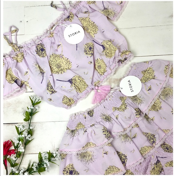 *CLEARANCE* Lolita Lavender Crop Top & Shorts Set - Picture 6 of 8